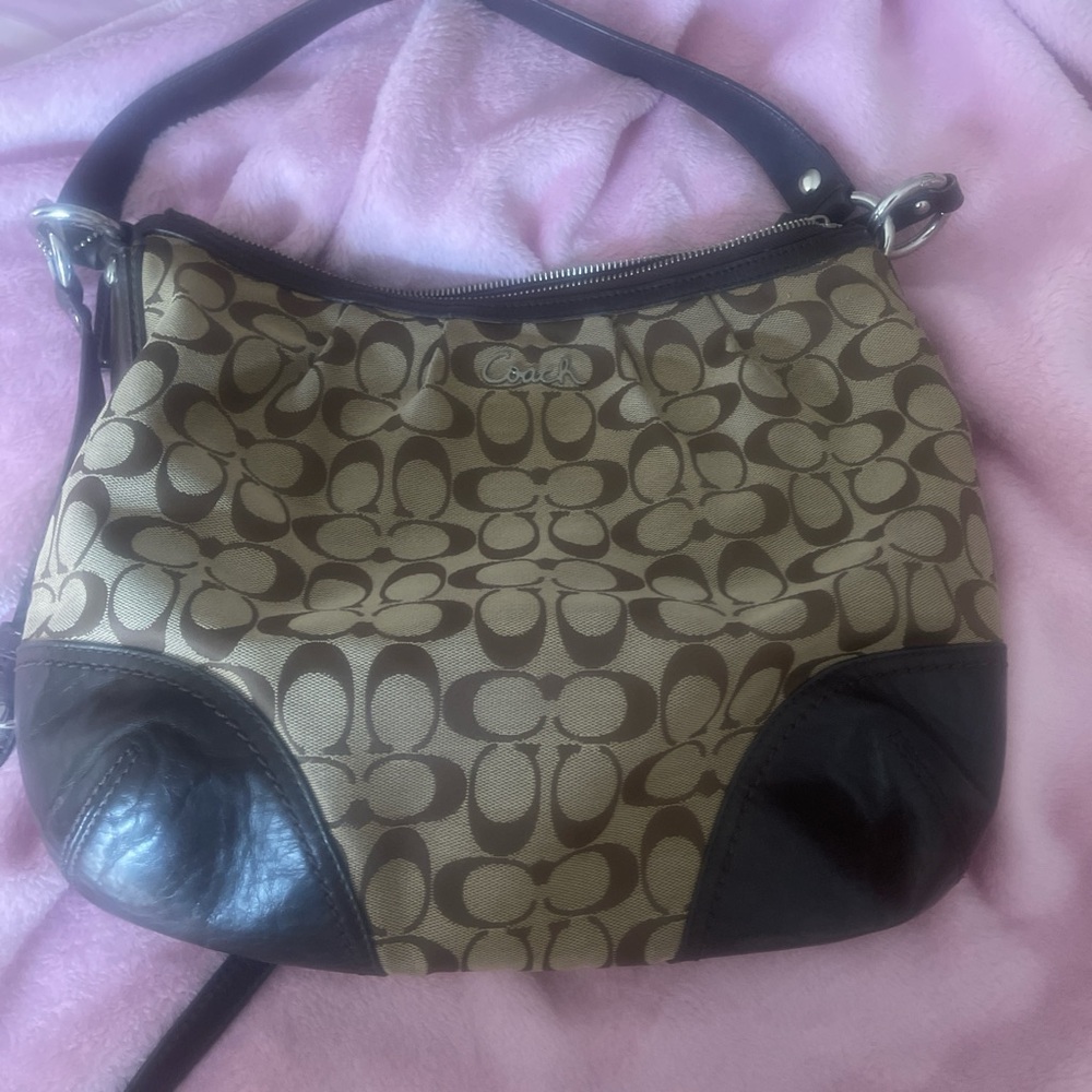 Coach Signature Brown and Tan Handbag